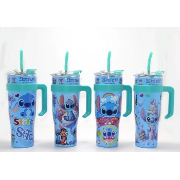 Sevimli Stitch Pipetli Termos Suluk