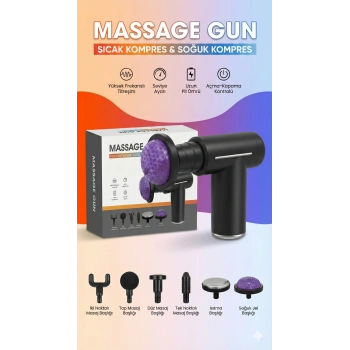 Sıcak Ve Soğuk Terapili Masaj Tabancası - Şarjlı Isıtmalı Masaj Cihazı - Sporcu Masaj Aleti