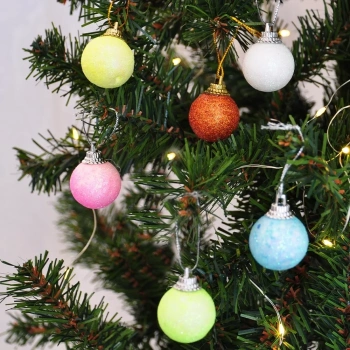 Simli Asorti Ağaç Süsleme Topları 12li - 3cm -