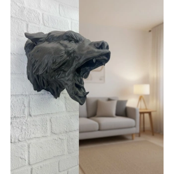 Siyah Ayı Figürü Duvar Dekoru Asılabilir Hediyelik Heykel 25x19 cm