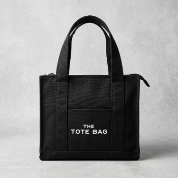 Siyah Kanvas Yumuşak Kol Çantası The Tote Bag
