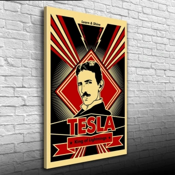Siyah Kırmızı Tesla Posteri Kanvas Tablo 50 x 70