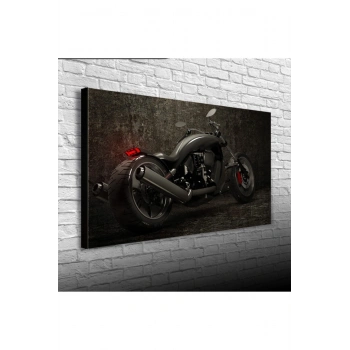Siyah Motorsiklet Canvas Tablo (60x120)