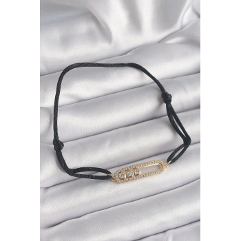 Siyah Renk İpli Asansör Gold Messika Model Kadın Bileklik