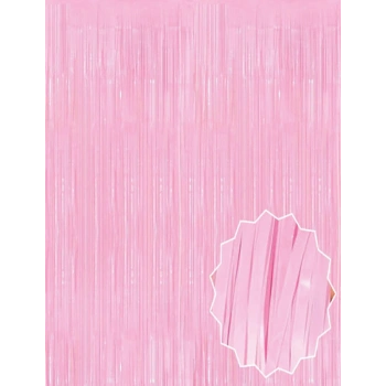 Soft Pembe Püsküllü Kapı Perdesi - Parti, Baby Shower, Cinsiyet Partisi 1x2 m