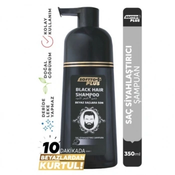 Softto Plus Black Hair Beyaz Saçlar Için Saç Siyahlaştırıcı Doğal Görünümlü Şampuan 350 ml