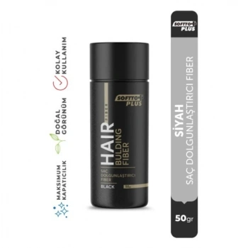 Softto Plus Saç Dolgunlaştırıcı Anında Dolgunluk Sağlayan Siyah Renk Fiber 50 gr