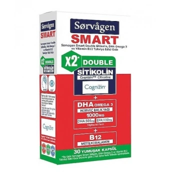 Sorvagen Smart Double Sitikolin Dha Omega 3 ve B12 30 Kapsül