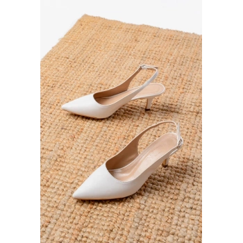 ST-1152 Beyaz Günlük 7 cm Topuklu Kadın Ayakkabı