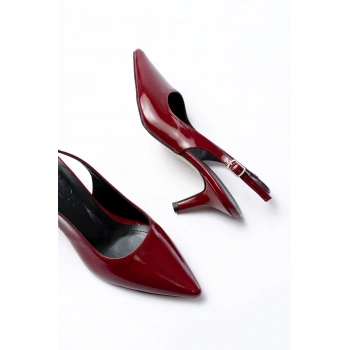 ST-1152 Bordo Rugan Günlük 7 cm Topuklu Kadın Ayakkabı