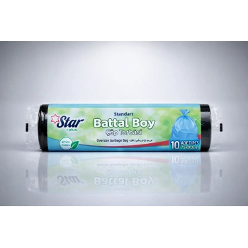 Star Plus Standart Battal Boy Çöp Torbası 75x90 cm 10 Adet Dayanıklı Büyük Boy Çöp Poşeti