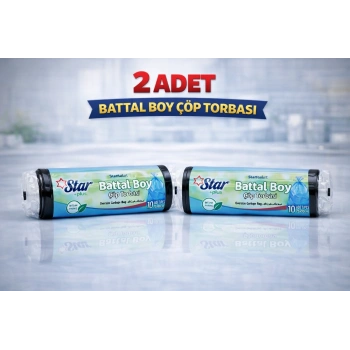 Star Plus Standart Battal Boy Çöp Torbası 75x90 cm 10lu Dayanıklı Büyük Boy Çöp Poşeti 2 Adet
