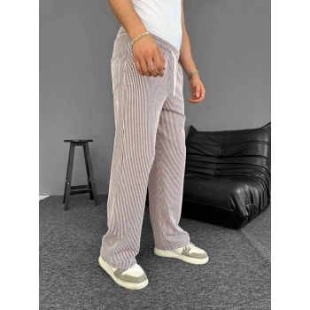 Su Yolu Çizgili Cepli Pantalon - Kahverengi