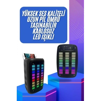 Taşınabilir 6.5 inç LED Bluetooth Kareoke Hoparlör RGB Işıklı Radyolu
