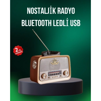 Taşınabilir Nostalji Radyo Bluetooth USB AUX Girişli