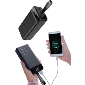 Taşınabilir Powerbank 50.000 mAh 4 Girişli Hızlı Şarj Led Göstergeli Fenerli Şarj
