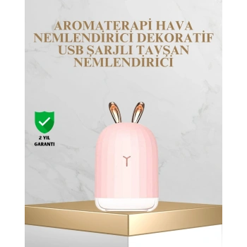 Tavşan Kulak Tasarımlı 200 ml USB Aroma Difüzör ve Hava Nemlendirici