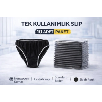 Tek Kullanımlık Slip 10 Adet Nonwoven Kumaş Siyah Lastikli Standart Beden