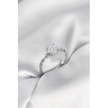 Tek Taş Model Zirkon Taşlı Gümüş Renk Kadın Yüzük