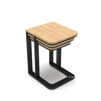 Tekerlekli 3lü Zigon Sehpa