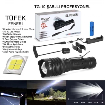 TG-10 ŞARJLI PROFESYONEL AV FENERİ WATTON WT-620