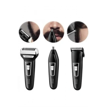 Tıraş Makinesi 3 Başlıklı T Başlıklı Hassas Ciltlere Özel Saç Sakal Vücut Kulak ve Burun