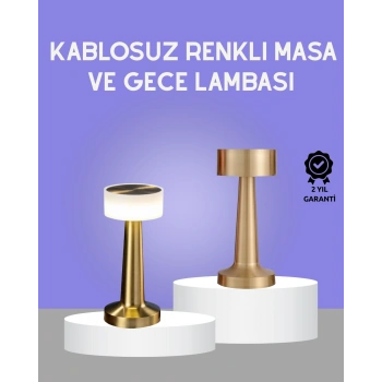 Touch Gece Lambası – Dokunmatik Kontrol, Kablosuz Kullanım, Metal Gövde