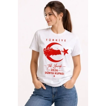 TÜRKİYE Ay Yıldız 2026 Dünya Kupasi Taraftar Forma T-Shirt - Beyaz