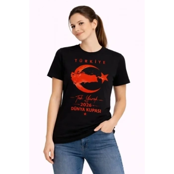 TÜRKİYE Ay Yıldız 2026 Dünya Kupasi Taraftar Forma T-Shirt - Siyah