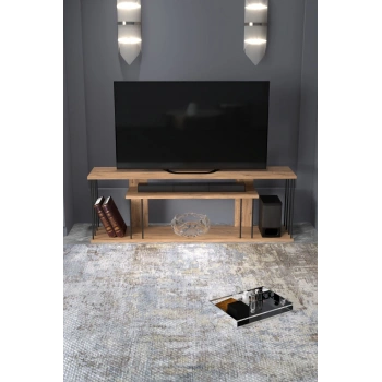 Tv Sehpası Tv Ünitesi Raflı 140 Cm Gzd Plus Atlantik Çam
