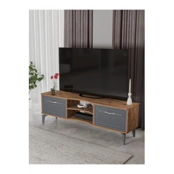 Tv Sehpası Tv Ünitesi Vera Atlantik Çam Antrasit Çizgili 5051