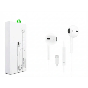 Type-C Mikrofonlu Kablolu Kulaklık - Ses Kontrol Tuşlu Beyaz (Tüm Type-C Cihazlarla Uyumlu)