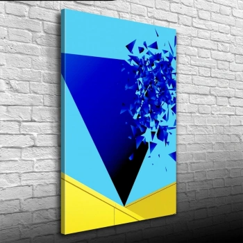 Üçgenler Mavi ve Turkuaz Renklerde Kanvas Tablo 50 x 70
