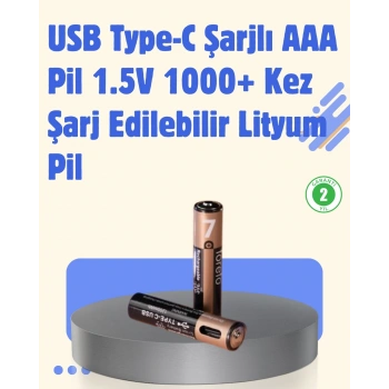 USB Type-C Şarjlı AAA Lityum Pil | 1.5V Sabit Voltaj, 1000+ Şarj Döngüsü ile Uzun Ömür