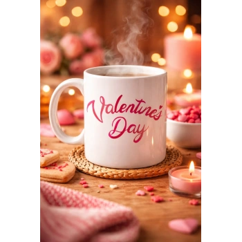 Valentine’s Day Porselen Kupa Model 3 – Aşk Temalı Özel Tasarım Kahve & Çay Kupası , Sevgililer Günü Hediyesi