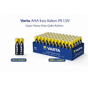 Varta AAA İnce Kalem Pil 1.5V Super Heavy Duty R03 Çinko Karbon 2li 1 Paket