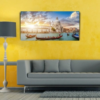 Venedik ve Gondollar Kanvas Tablo 60 x 120