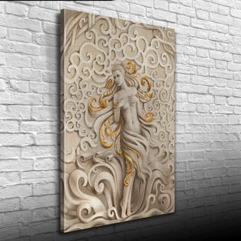 Venüs , Gri ve Altın Rengi Dekoratif Kanvas Tablo 50 x 70