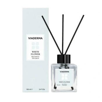 Viaderma Kare Şişe Beyaz Çiçek Esansı Bambu Çubuklu Oda Kokusu 100 ml