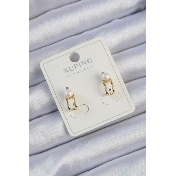 Xuping Gold Renk İnci Taşlı Halka Küpe