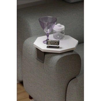 Yan Sehpa Ayarlanabilir Tepsi Dekoratif Modern Tepsi SEKİZGEN Beyaz