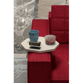 Yan Sehpa Ayarlanabilir Tepsi Dekoratif Modern Tepsi SEKİZGEN Krem