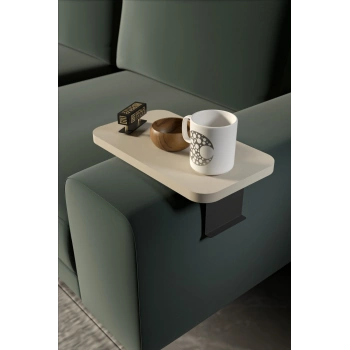 Yan Sehpa Ayarlanabilir Tepsi DİKDÖRTGEN Dekoratif Modern Yatay Dikey Koltuk Sehpası KREM