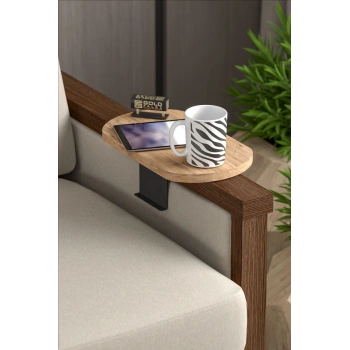 Yan Sehpa Ayarlanabilir Tepsi OVAL Dekoratif Modern Yatay Dikey Koltuk Sehpası CEVİZ