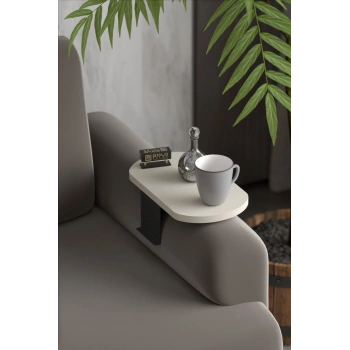 Yan Sehpa Ayarlanabilir Tepsi OVAL Dekoratif Modern Yatay Dikey Koltuk Sehpası KREM