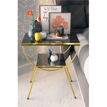 Yan Sehpa Komodin Metal Ayak Çift Gold Bendir