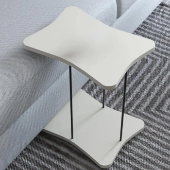 Yan Sehpa Tekerlekli Servis Sehpası HND Krem