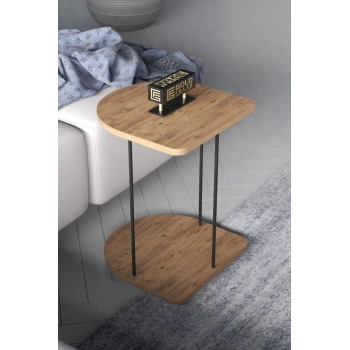 Yan Sehpa Tekerlekli Servis Sehpası HND Oval Atlantik Çam