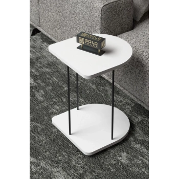 Yan Sehpa Tekerlekli Servis Sehpası HND Oval Beyaz