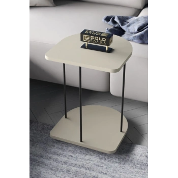 Yan Sehpa Tekerlekli Servis Sehpası Hnd Oval Krem